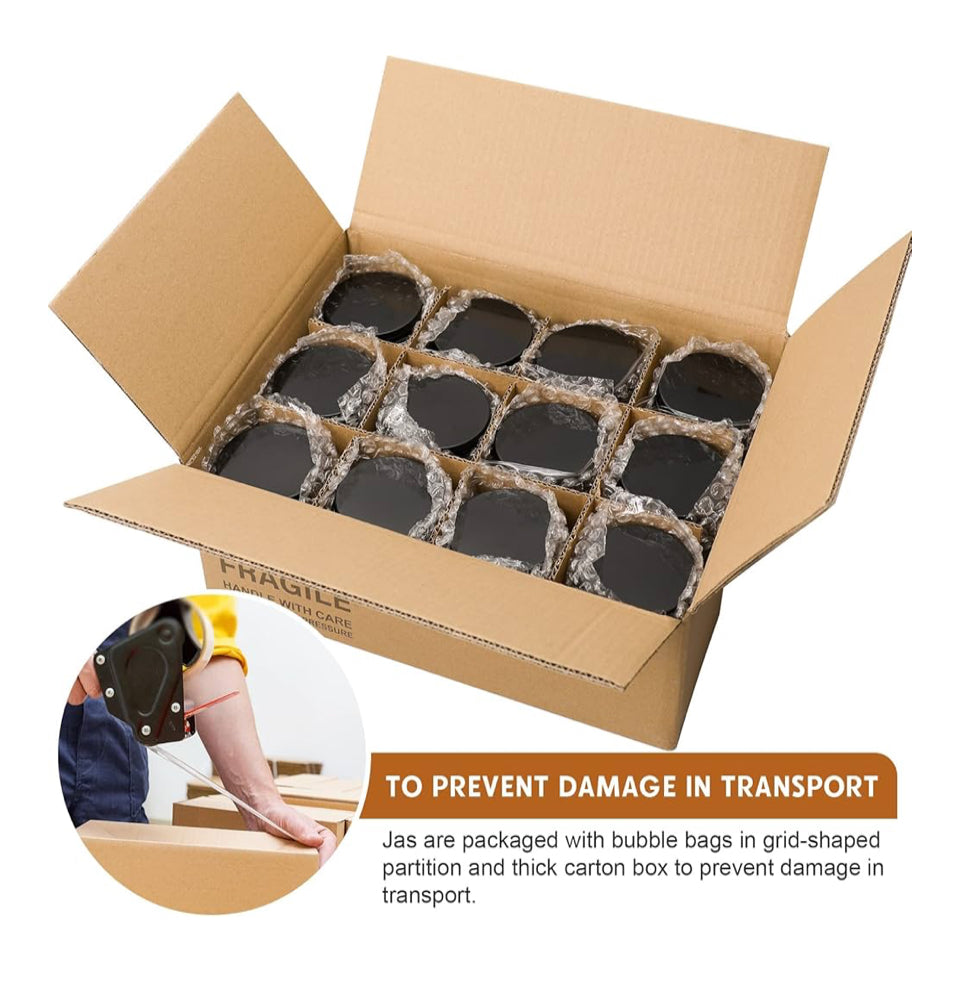 24 Pack 8oz Amber Glass Jars with Black Lids - For Candle Making, Food Storage, Canning, Spices, Liquids, Cosmetic Containers, Beauty Products- Leakproof & Dishwasher Safe